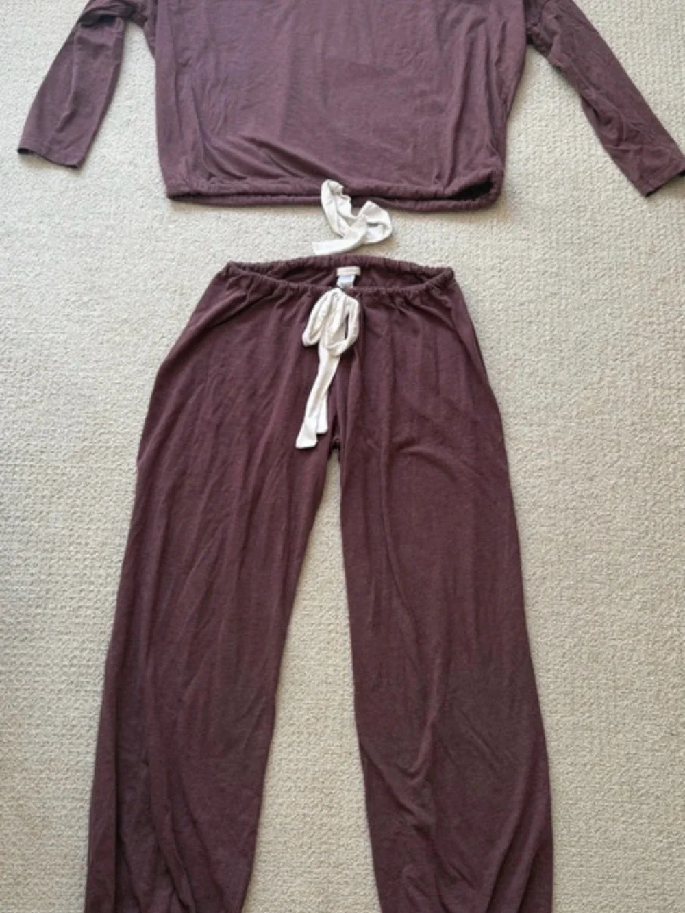 Eberjey Women’s Comfort Pullover & Pants Pajama Set Size M DistressBurgundy NWOT